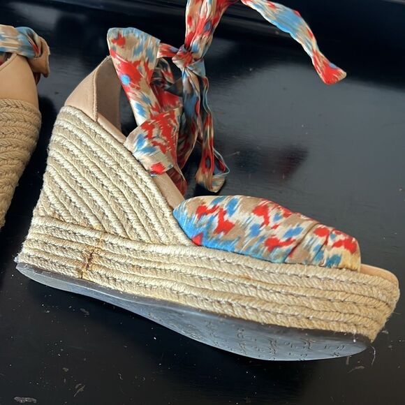 UGG® Lucianna 1000695 Open Toe Espardrille Wedge Heel Leather Sandals Sz 7.5 - Picture 8 of 11